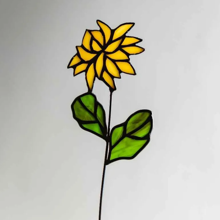 Handcrafted Stained Glass Flower Stakes - Birth Month - November
