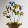 Handcrafted Stained Glass Flower Stakes - Birth Month - October