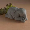 Handcrafted Stone Sleeping Baby Elephant Garden Sculpture
