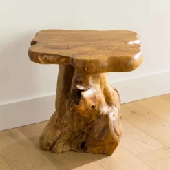 Handcrafted Teak Mushroom Accent Table