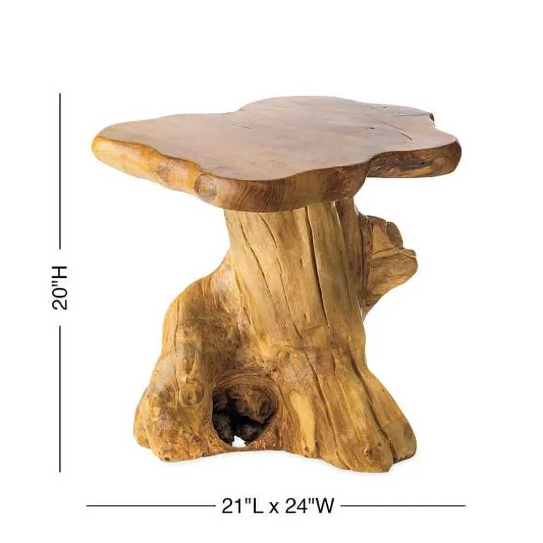 Handcrafted Teak Mushroom Accent Table