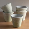 Handcrafted White Stone Terracotta Planters, Set of 5