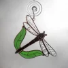 Hand-Cut Stained Glass Dragonfly Suncatcher