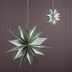 Handmade Paper and Wood Hanging Star, 8" dia.