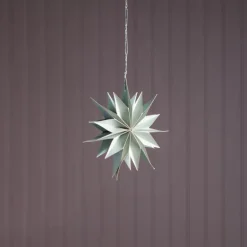 Handmade Paper and Wood Hanging Star, 8" dia.