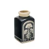 Hand Painted Black Floral Ceramic Vase, Large