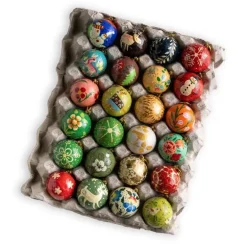 Hand-Painted Paper Mache Ornaments, Set of 24
