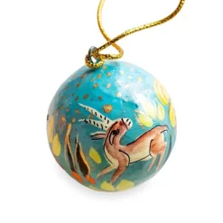 Hand-Painted Paper Mache Ornaments, Set of 24
