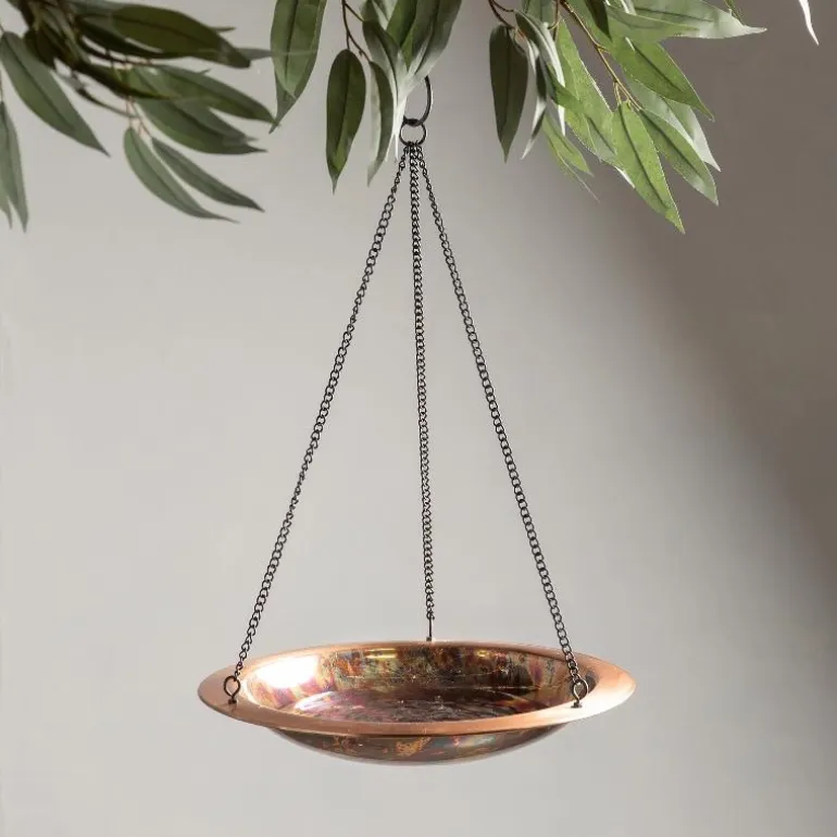 Hanging Fired Copper Bird Bath/ Feeder