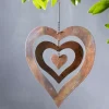 Hanging Flamed Copper Finish Triple Spinning Heart, Large