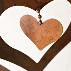 Hanging Flamed Copper Finish Triple Spinning Heart, Large