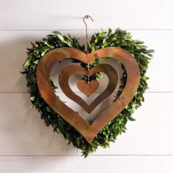 Hanging Flamed Copper Finish Triple Spinning Heart, Large
