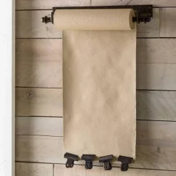 Hanging Kraft Paper Roll Stand with Brass Finish Clips