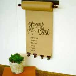Hanging Kraft Paper Roll Stand with Brass Finish Clips