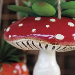 Hanging Toadstool Ceramic Planters, Set of 2