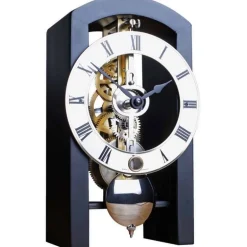 Hermle Black Wood-Framed Tabletop Skeleton Clock