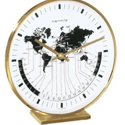 Hermle World Time Zone Table Clock - Brass