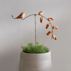 Honduran Clay and Metal Spice-Colored Bird Balancer