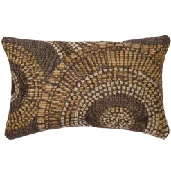 Indoor/Outdoor Brown Circle Lumbar Pillow, 12 x 18