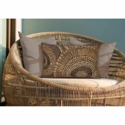 Indoor/Outdoor Brown Circle Lumbar Pillow, 12 x 18