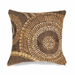 Indoor/Outdoor Brown Circle Pillow, 18" sq.