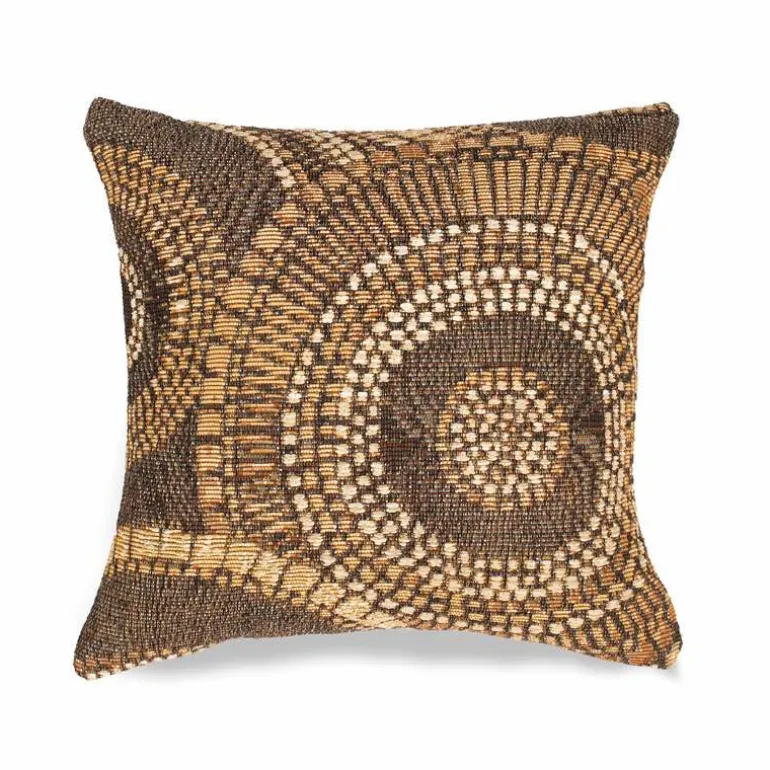 Indoor/Outdoor Brown Circle Pillow, 18" sq.