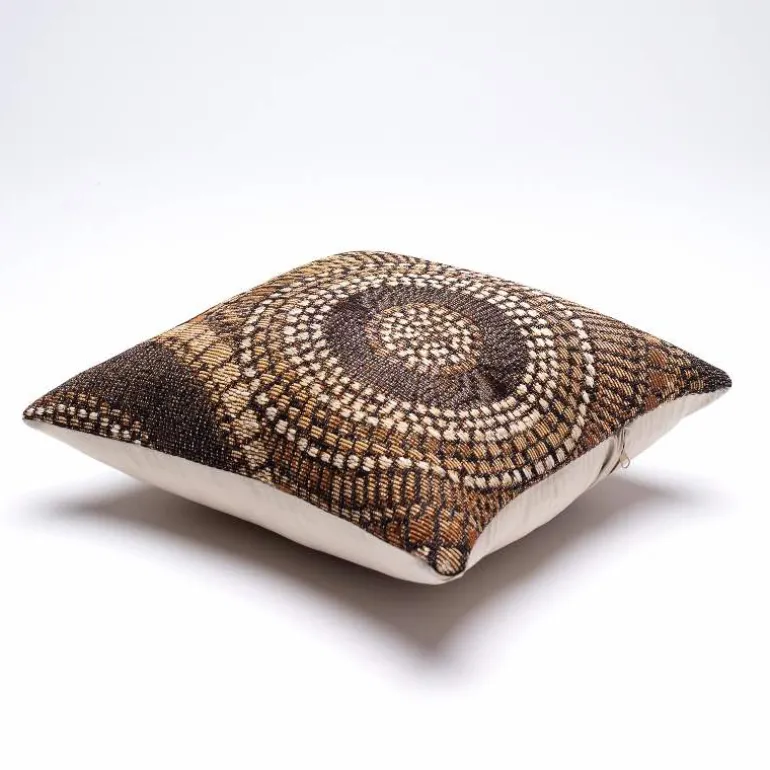 Indoor/Outdoor Brown Circle Pillow, 18" sq.
