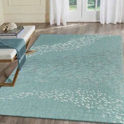 Indoor/ Outdoor Carmel School Of Fish Area Rug, 5 x 7 (aqua)