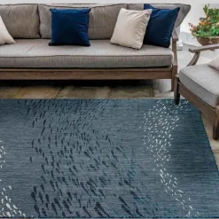 Indoor/ Outdoor Carmel School Of Fish Area Rug, 5 x 7 (navy)