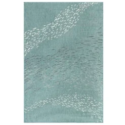 Indoor/ Outdoor Carmel School Of Fish Area Rug, 3 x 5 (aqua)
