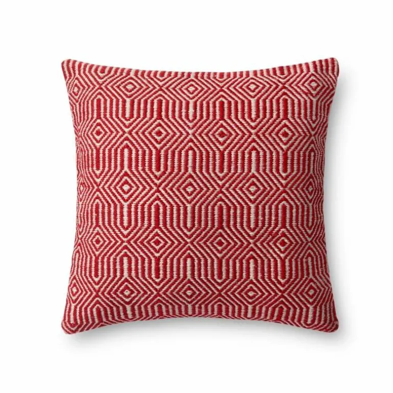 Indoor/Outdoor Colorful Pillow, 22" sq. - Red