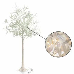 Indoor/ Outdoor Faux Lighted Olive Tree, 5' - White