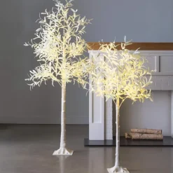 Indoor/ Outdoor Faux Lighted Olive Tree, 5' - White