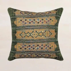 Indoor/ Outdoor Marina Tribal Green Stripe Pillow, 18 sq.