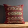 Indoor/ Outdoor Marina Tribal Red Stripe Pillow, 18" sq.