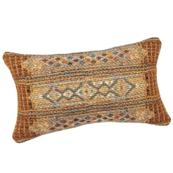 Indoor/Outdoor Marina Tribal Gold Stripe Lumbar Pillow