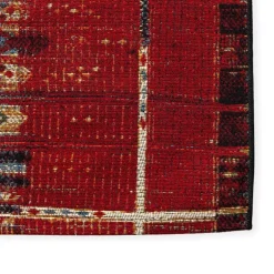 Indoor/ Outdoor Marina Tribal Stripe Red Rug, 5' x 7'