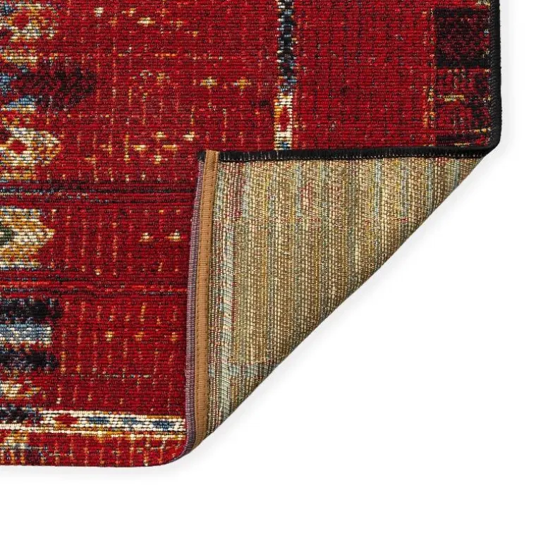 Indoor/ Outdoor Marina Tribal Stripe Red Rug, 5' x 7'