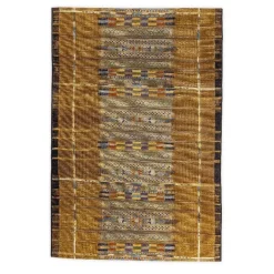 Indoor/ Outdoor Marina Tribal Stripe Gold Rug, 5' x 7'