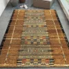 Indoor/ Outdoor Marina Tribal Stripe Gold Rug, 3 x 5