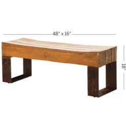 Indoor/ Outdoor Montanha Reclaimed Wood and Metal Bench