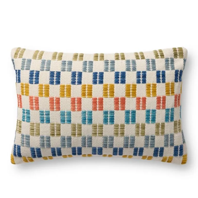 Indoor/Outdoor Multi-Colored Checkered Pillows