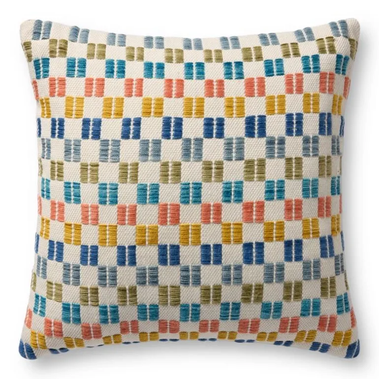 Indoor/Outdoor Multi-Colored Checkered Pillows