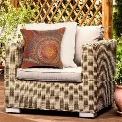 Indoor/Outdoor Saffron Circle Pillow, 18" sq.