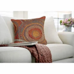 Indoor/Outdoor Saffron Circle Pillow, 18