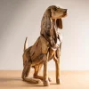 Indoor/ Outdoor Teak Sitting Dog Sculpture