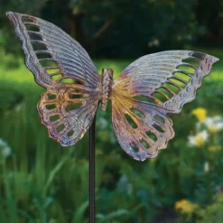 Iridescent Cast Aluminum Butterfly Stake