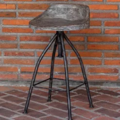 Kairu Black and Gray Glaze Adjustable Swivel Bar Stool