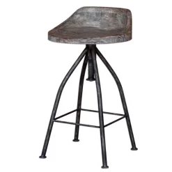 Kairu Black and Gray Glaze Adjustable Swivel Bar Stool