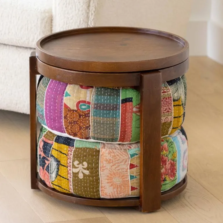 Kantha Pouf Tea Table